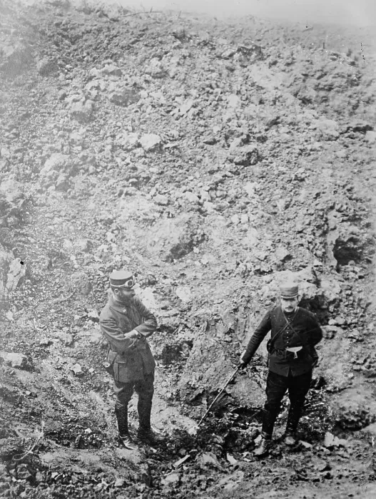 Framed Print : Bomb crater in France, between c1915 and 1918. Creator: Bain News Service Framed Print : Bomb crater in France, between c1915 and 1918. Creator: Bain News Service