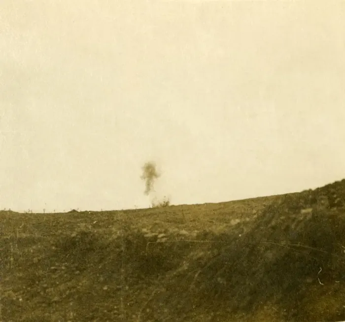 Framed Print : Bomb exploding, c1914-c1918 Framed Print : Bomb exploding, c1914-c1918