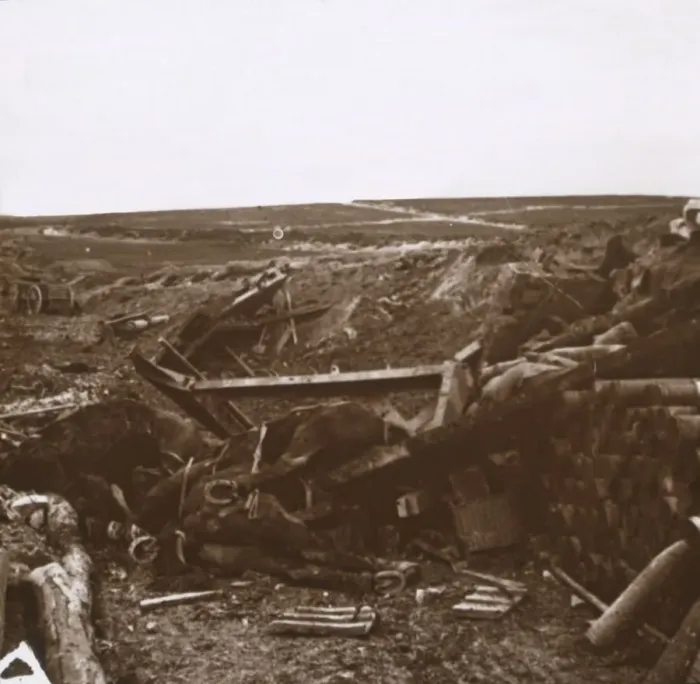 Framed Print : Bombarded battery, Clery, France, c1914-c1918 Framed Print : Bombarded battery, Clery, France, c1914-c1918