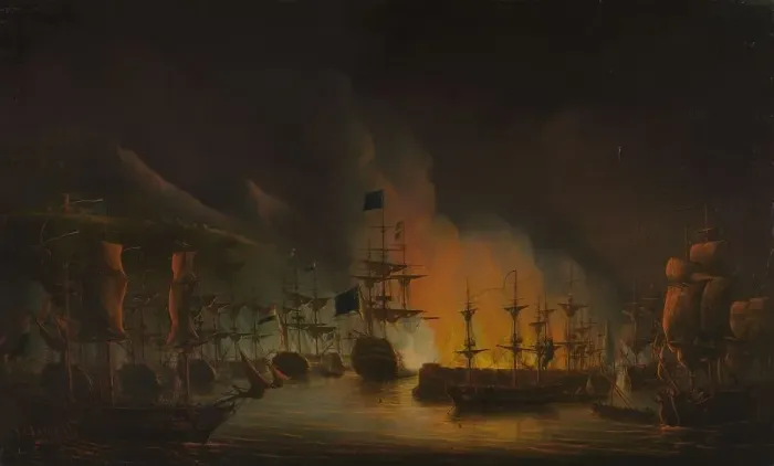 Framed Print : The Bombardment of Algiers, in support of...the release of Christian slaves...1816, 1823. Creator: Martinus Schouman Framed Print : The Bombardment of Algiers, in support of...the release of Christian slaves...1816, 1823. Creator: Martinus Schouman