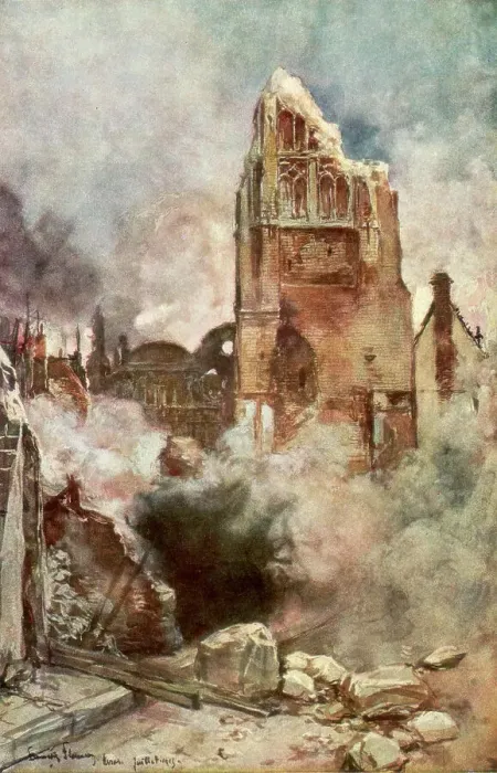 Framed Print : Bombardment of the Belfry, Arras, France, July 1915, (1926). Artist: Francois Flameng Framed Print : Bombardment of the Belfry, Arras, France, July 1915, (1926). Artist: Francois Flameng