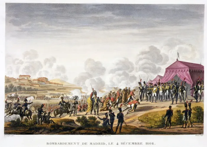 Framed Print : The bombardment of Madrid, Spain, 4th December 1808. Artist: Edme Bovinet Framed Print : The bombardment of Madrid, Spain, 4th December 1808. Artist: Edme Bovinet