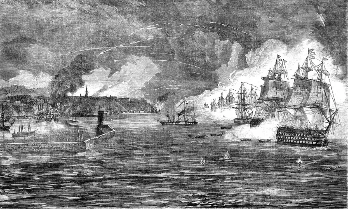 Framed Print : Bombardment of Odessa by the French and English Fleets on April 22, 1854, 1854. Creator: Unknown Framed Print : Bombardment of Odessa by the French and English Fleets on April 22, 1854, 1854. Creator: Unknown
