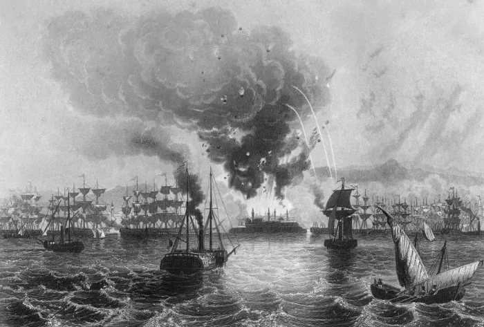 Framed Print : Bombardment of St Jean D Acre by Admiral Sir Charles Napier, 3 November 1840 (c1857). Artist: H Winkles Framed Print : Bombardment of St Jean D Acre by Admiral Sir Charles Napier, 3 November 1840 (c1857). Artist: H Winkles