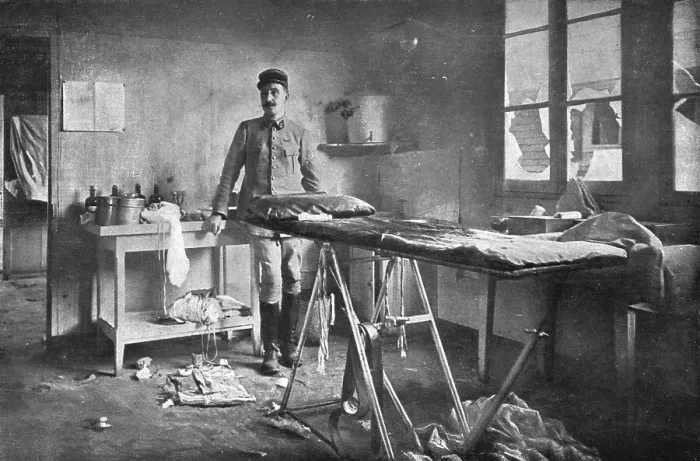 Framed Print : Bombardment of Vadelaincourt Hospital; The room where, on September 4, a surgeon... 1917. Creator: Unknown Framed Print : Bombardment of Vadelaincourt Hospital; The room where, on September 4, a surgeon... 1917. Creator: Unknown
