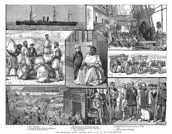To Bombay and China on a P&O Steamship, 1886. Creator: Unknown. To Bombay and China on a P&O Steamship, 1886. Creator: Unknown