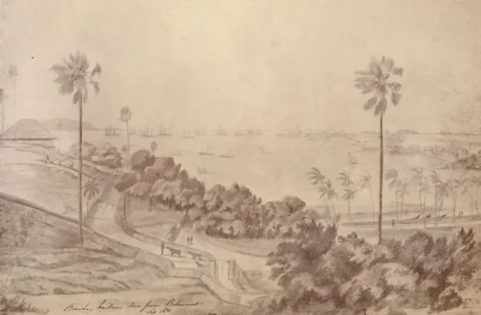 Framed Print : Bombay Harbour - Seen from Belmont, September 1821, (1936). Creator: Unknown Framed Print : Bombay Harbour - Seen from Belmont, September 1821, (1936). Creator: Unknown
