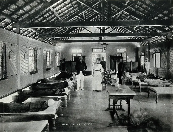 Framed Print : Bombay plague epidemic, 1896-1897: interior of a plague hospital, 1896 / 1897. Creator: Clifton & Co Framed Print : Bombay plague epidemic, 1896-1897: interior of a plague hospital, 1896 / 1897. Creator: Clifton & Co
