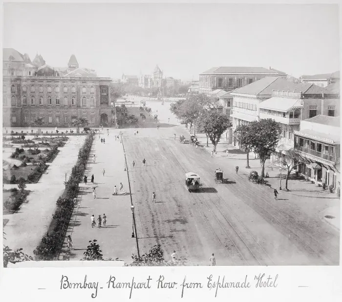 Framed Print : Bombay Rampart Row, from Esplanade Hotel, Late 1860s. Creator: Samuel Bourne