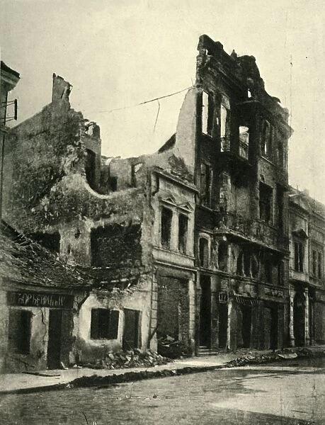 Bombed buildings in Belgrade, Serbia, First World War, October 1915, (c1920). Creator: Unknown