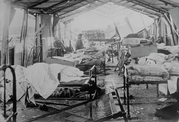 Framed Print : Bombed hospital, between c1915 and c1920. Creator: Bain News Service Framed Print : Bombed hospital, between c1915 and c1920. Creator: Bain News Service