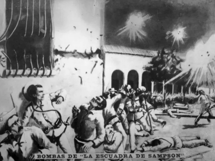 Framed Print : The bombs of Sampson Squadron, (1898), 1920s Framed Print : The bombs of Sampson Squadron, (1898), 1920s