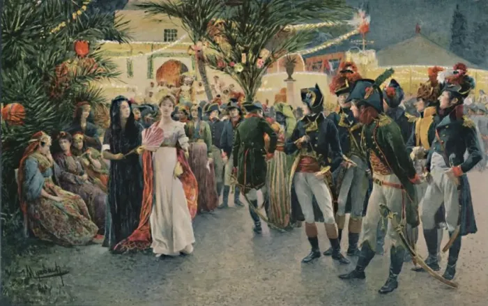 Framed Print : Bonaparte, Kleber, Eugene De Beauharnais, Lasalle and Junot at the Tivoli Garden in Cairo Framed Print : Bonaparte, Kleber, Eugene De Beauharnais, Lasalle and Junot at the Tivoli Garden in Cairo