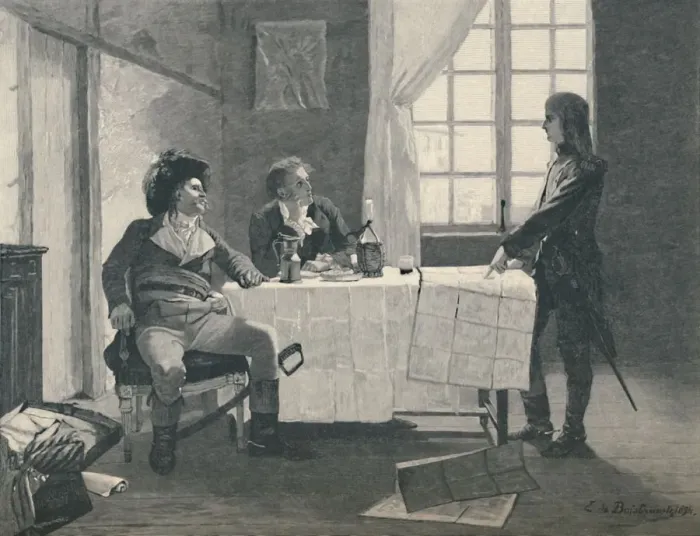 Framed Print : Bonaparte, Turreau, and Volney at Nice in 1793, (1896). Artist: E. G. H. Del Orme Framed Print : Bonaparte, Turreau, and Volney at Nice in 1793, (1896). Artist: E. G. H. Del Orme