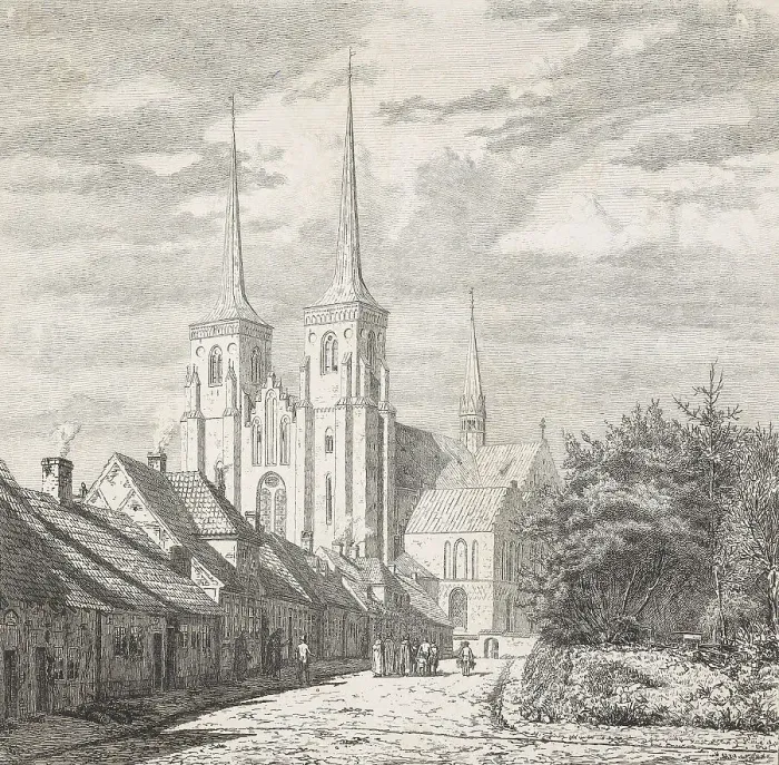 Framed Print : Bondetinget: a street in Roskilde, Mid 19th century. Creator: Holger Roed Framed Print : Bondetinget: a street in Roskilde, Mid 19th century. Creator: Holger Roed