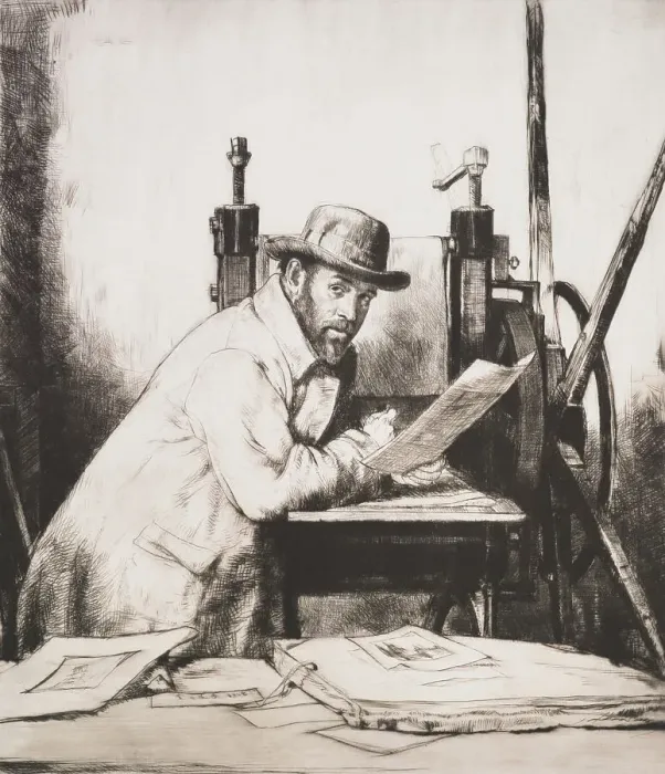 Framed Print : Bone at the press, 1908. Creator: Francis Dodd