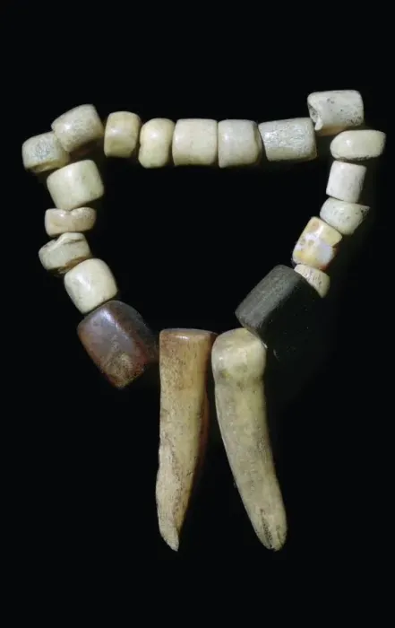 Framed Print : Bone and stone Neolithic necklace Framed Print : Bone and stone Neolithic necklace