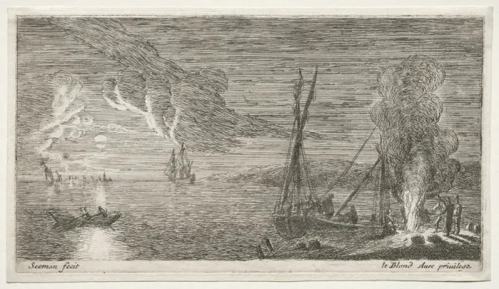 Framed Print : A Bonfire and Moonlight. Creator: Reinier Nooms (Dutch, c. 1623-1667) Framed Print : A Bonfire and Moonlight. Creator: Reinier Nooms (Dutch, c. 1623-1667)