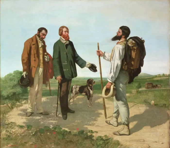 Framed Print : Bonjour, Monsieur Courbet. Artist: Courbet, Gustave (1819-1877) Framed Print : Bonjour, Monsieur Courbet. Artist: Courbet, Gustave (1819-1877)