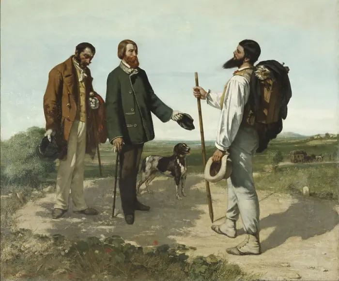 Framed Print : Bonjour, Monsieur Courbet. Artist: Courbet, Gustave (1819-1877) Framed Print : Bonjour, Monsieur Courbet. Artist: Courbet, Gustave (1819-1877)