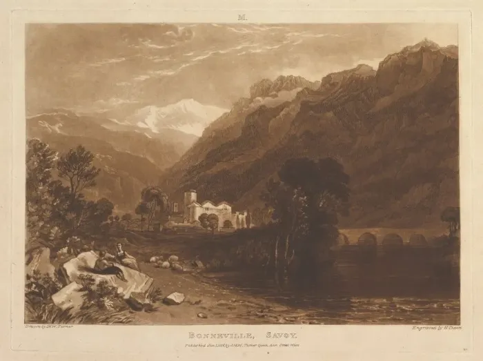 Framed Print : Bonneville, Savoy (Liber Studiorum, part XIII, plate 64), January 1, 1819 Framed Print : Bonneville, Savoy (Liber Studiorum, part XIII, plate 64), January 1, 1819