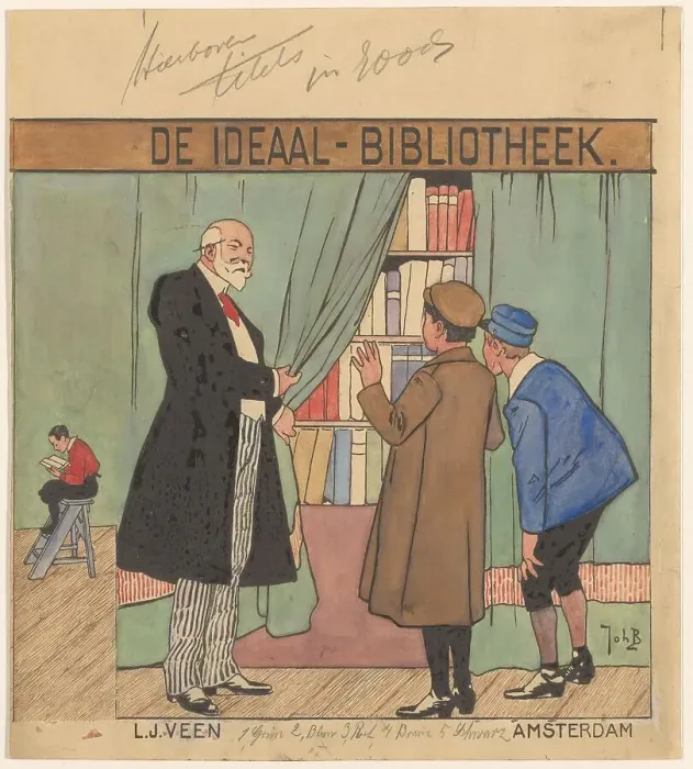 Framed Print : Book cover design for the series: The Ideal Library of publishing company... 1914 or earlier.. Creator: Johan Coenraad Braakensiek. Book cover design for the series: The Ideal Library of publishing company... 1914 or earlier Framed Print : Book cover design for the series: The Ideal Library of publishing company... 1914 or earlier.. Creator: Johan Coenraad Braakensiek. Book cover design for the series: The Ideal Library of publishing company... 1914 or earlier
