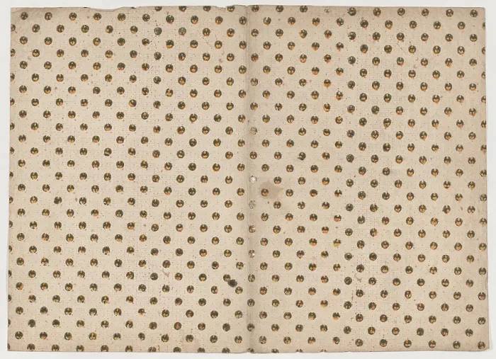 Framed Print : Book cover with overal circle and dot pattern, 19th century. Creator: Anon