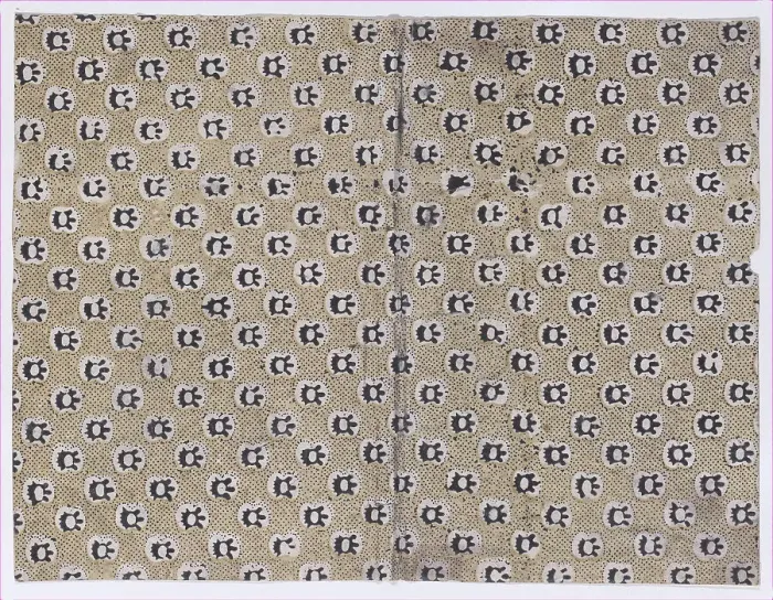 Framed Print : Book cover with overall dot and abstract pattern, 19th century. Creator: Anon Framed Print : Book cover with overall dot and abstract pattern, 19th century. Creator: Anon