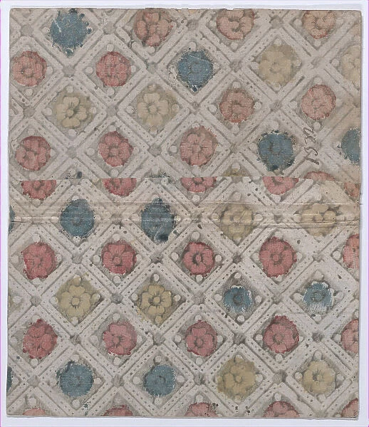Book cover with overall pattern of rosettes, 19th century. Creator: Anon