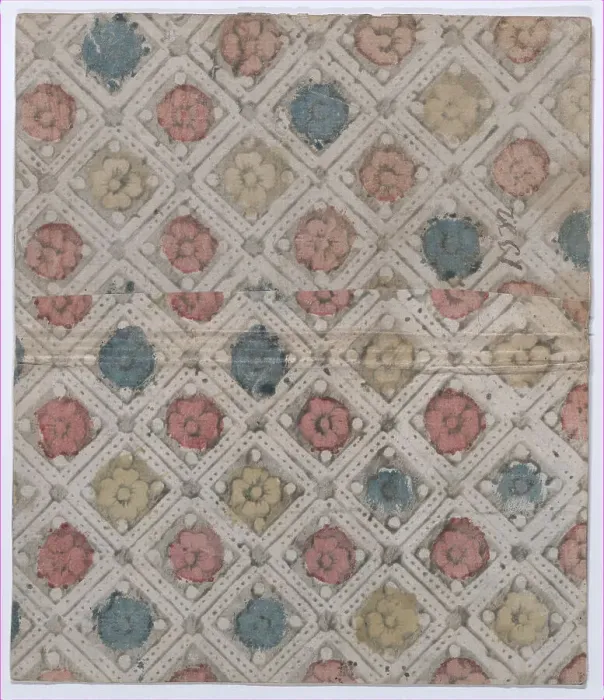 Framed Print : Book cover with overall pattern of rosettes, 19th century. Creator: Anon Framed Print : Book cover with overall pattern of rosettes, 19th century. Creator: Anon