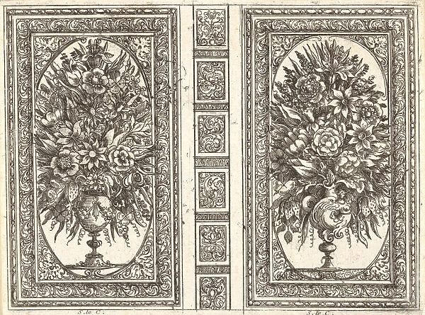 Book Cover (Two Flower Vases), 1656. Creator: Sebastien Le Clerc the Younger