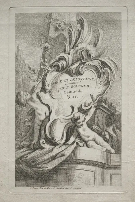 Framed Print : Book of Fountains: No. 1, Title Page, c. 1736. Creator: Gabriel Huquier (French, 1695-1772) Framed Print : Book of Fountains: No. 1, Title Page, c. 1736. Creator: Gabriel Huquier (French, 1695-1772)