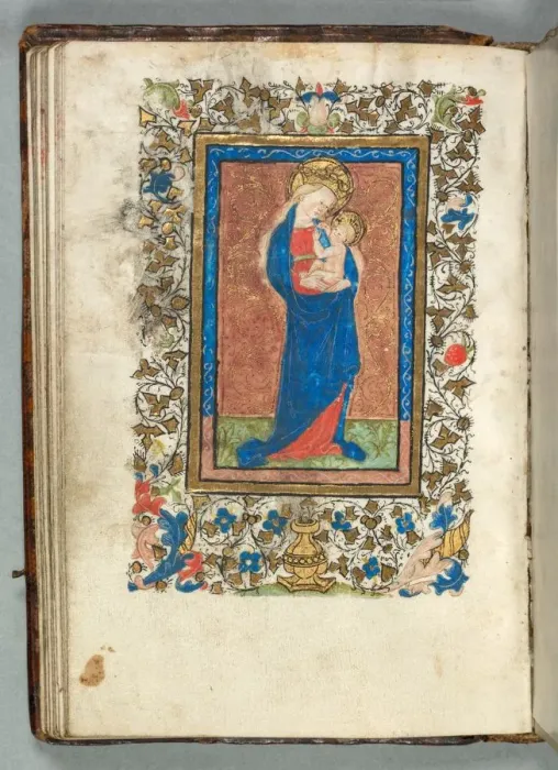 Framed Print : Book of Hours (Use of Metz): Fol. 26v, Virgin and Child, c. 1440. Creator: Unknown Framed Print : Book of Hours (Use of Metz): Fol. 26v, Virgin and Child, c. 1440. Creator: Unknown