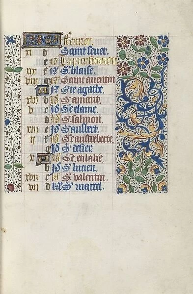 Book of Hours (Use of Rouen): fol. 2r, c. 1470. Creator: Master of the Geneva Latini (French