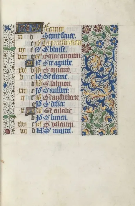 Framed Print : Book of Hours (Use of Rouen): fol. 2r, c. 1470. Creator: Master of the Geneva Latini (French Framed Print : Book of Hours (Use of Rouen): fol. 2r, c. 1470. Creator: Master of the Geneva Latini (French