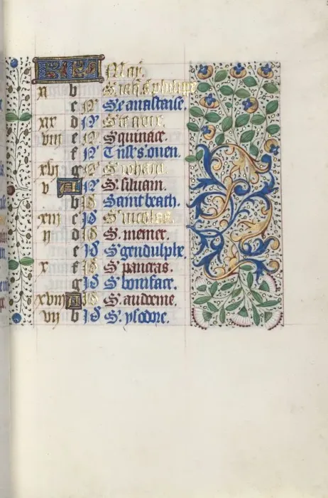 Framed Print : Book of Hours (Use of Rouen): fol. 5r, c. 1470. Creator: Master of the Geneva Latini (French Framed Print : Book of Hours (Use of Rouen): fol. 5r, c. 1470. Creator: Master of the Geneva Latini (French
