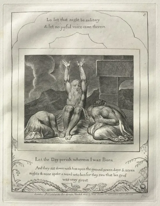 Framed Print : The Book of Job: No. 8, Let the Day perish wherin I was born, 1825. Creator: William Blake Framed Print : The Book of Job: No. 8, Let the Day perish wherin I was born, 1825. Creator: William Blake