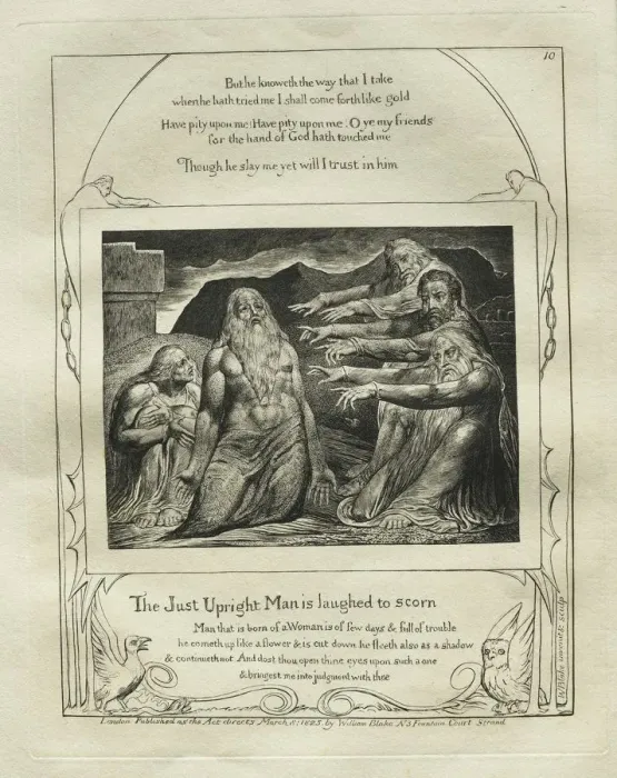Framed Print : The Book of Job: Pl. 10, The Just Upright Man is Laughed to Scorn, 1825. Creator: William Blake Framed Print : The Book of Job: Pl. 10, The Just Upright Man is Laughed to Scorn, 1825. Creator: William Blake