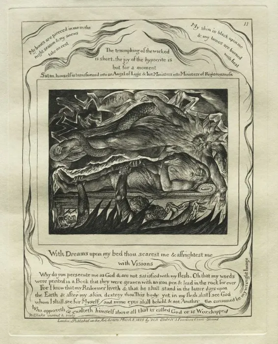 Framed Print : The Book of Job: Pl. 11, With Dreams upon my bed thou scarest me and affrightest me Framed Print : The Book of Job: Pl. 11, With Dreams upon my bed thou scarest me and affrightest me