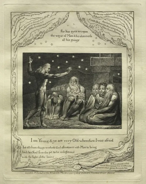 Framed Print : The Book of Job: Pl. 12, I am Young and ye are very Old wherefore I was afraid, 1825