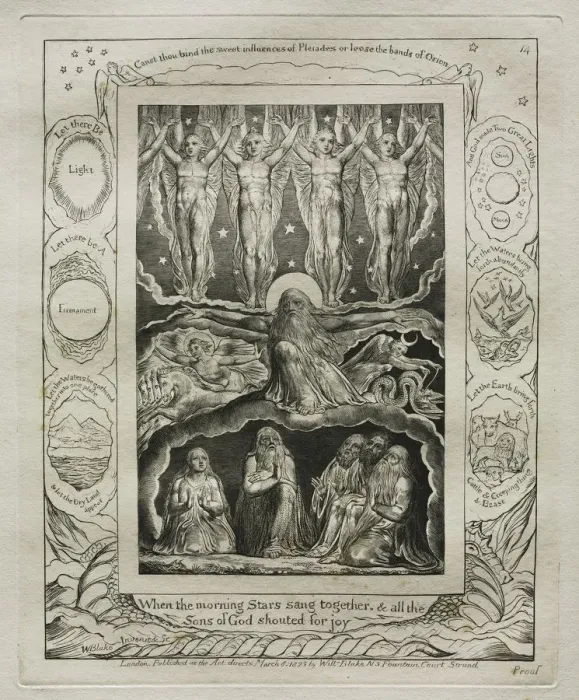 Framed Print : The Book of Job: Pl. 14, When the morning Stars sang together, and all the / Sons Framed Print : The Book of Job: Pl. 14, When the morning Stars sang together, and all the / Sons