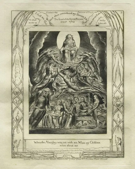 Framed Print : The Book of Job: Pl. 2, When the Almighty was yet with me, When my Children…, 1825 Framed Print : The Book of Job: Pl. 2, When the Almighty was yet with me, When my Children…, 1825