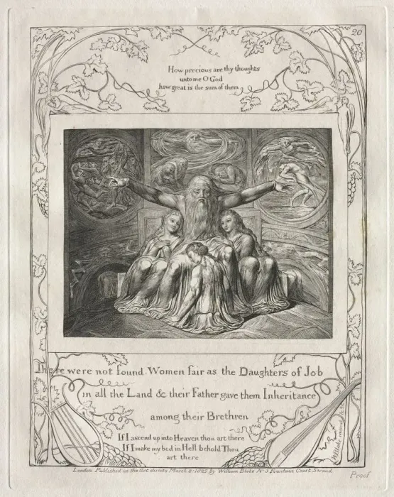 Framed Print : The Book of Job: Pl. 20, There were not found Women fair as the Daughters of Job…, 1825 Framed Print : The Book of Job: Pl. 20, There were not found Women fair as the Daughters of Job…, 1825