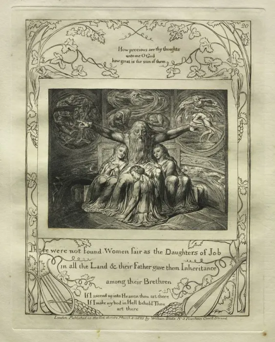 Framed Print : The Book of Job: Pl. 20, There were not found Women fair as the Daughters of Job / in all the Land Framed Print : The Book of Job: Pl. 20, There were not found Women fair as the Daughters of Job / in all the Land