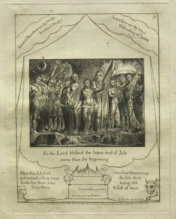 Framed Print : The Book of Job: Pl. 21, So the Lord blessed the latter end of Job / more than the beginning, 1825 Framed Print : The Book of Job: Pl. 21, So the Lord blessed the latter end of Job / more than the beginning, 1825