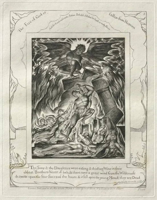 Framed Print : The Book of Job: Pl. 3, Thy Sons and thy Daughters were eating and drinking Wine Framed Print : The Book of Job: Pl. 3, Thy Sons and thy Daughters were eating and drinking Wine
