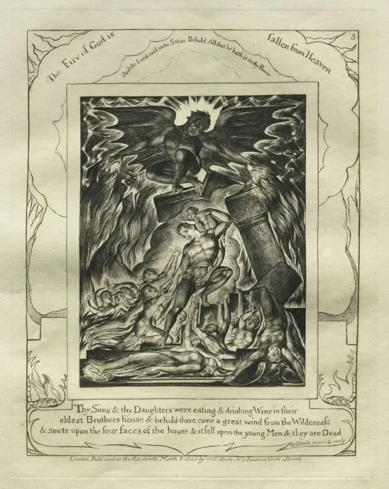 Framed Print : The Book of Job: Pl. 3, Thy Sons and thy Daughters were eating and drinking Wine Framed Print : The Book of Job: Pl. 3, Thy Sons and thy Daughters were eating and drinking Wine