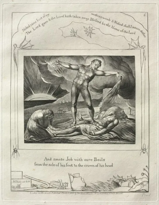 Framed Print : The Book of Job: Pl. 6, And smote Job with sore Boils / from the sole of his foot Framed Print : The Book of Job: Pl. 6, And smote Job with sore Boils / from the sole of his foot
