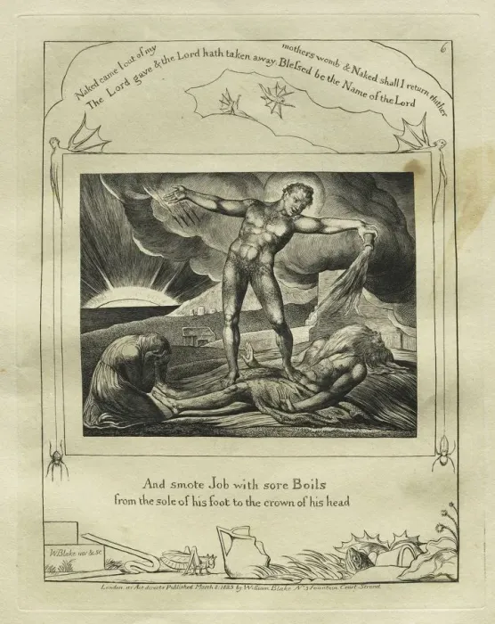 Framed Print : The Book of Job: Pl. 6, And smote Job with sore Boils / from the sole of his foot to the crown Framed Print : The Book of Job: Pl. 6, And smote Job with sore Boils / from the sole of his foot to the crown