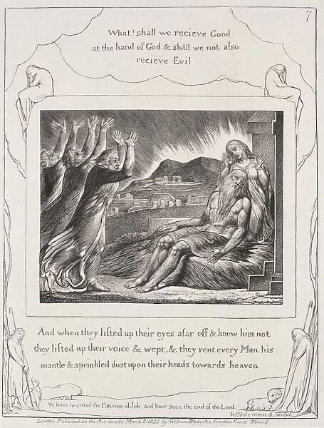 The Book of Job: Pl. 7, And when they had lifted up their eyes, 1825. Creator: William Blake